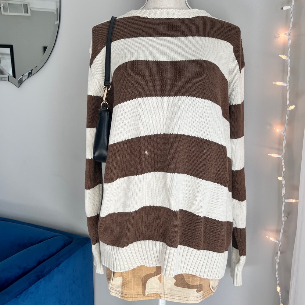 brandy melville brown and cream striped knit sweater 🤎